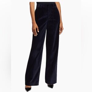 FRAME High-Rise Corduroy Straight-Leg Pant Navy Size 12